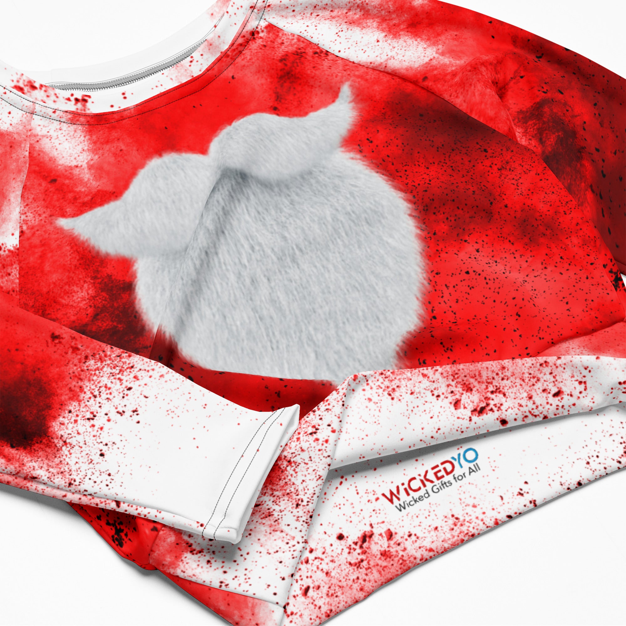 Christmas Party Cropped Top. Long Sleeved Christmas Colors Streetwear or Activewear. WickedYo.